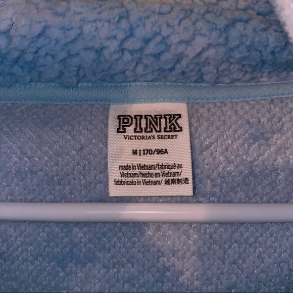 PINK Tie Dye Blue Sherpa Hoodie - Picture 3 of 3